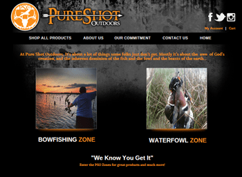 web design for Pure Shot Outdoors