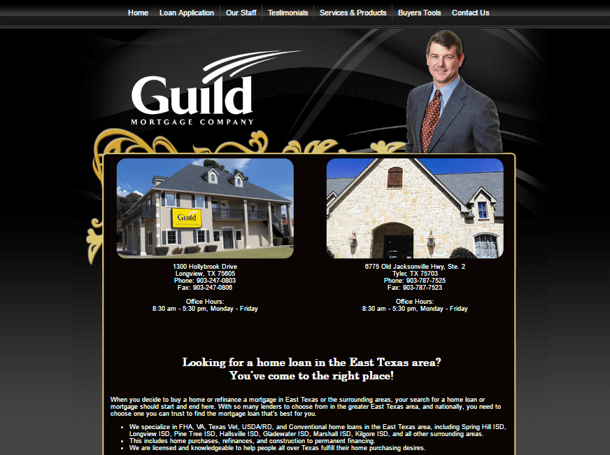 web design for Tom Holyfield, Guild Mortgage Company