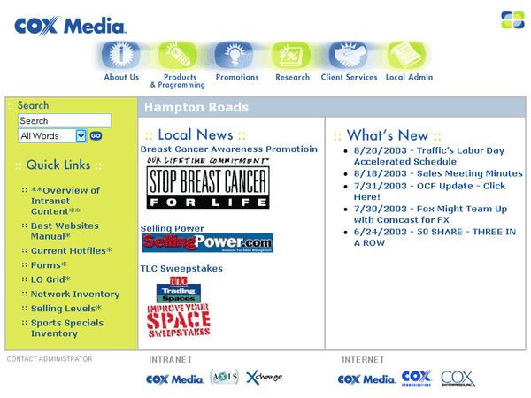 web design for Cox Media
