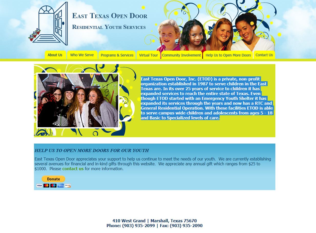 web design for East Texas Open Door