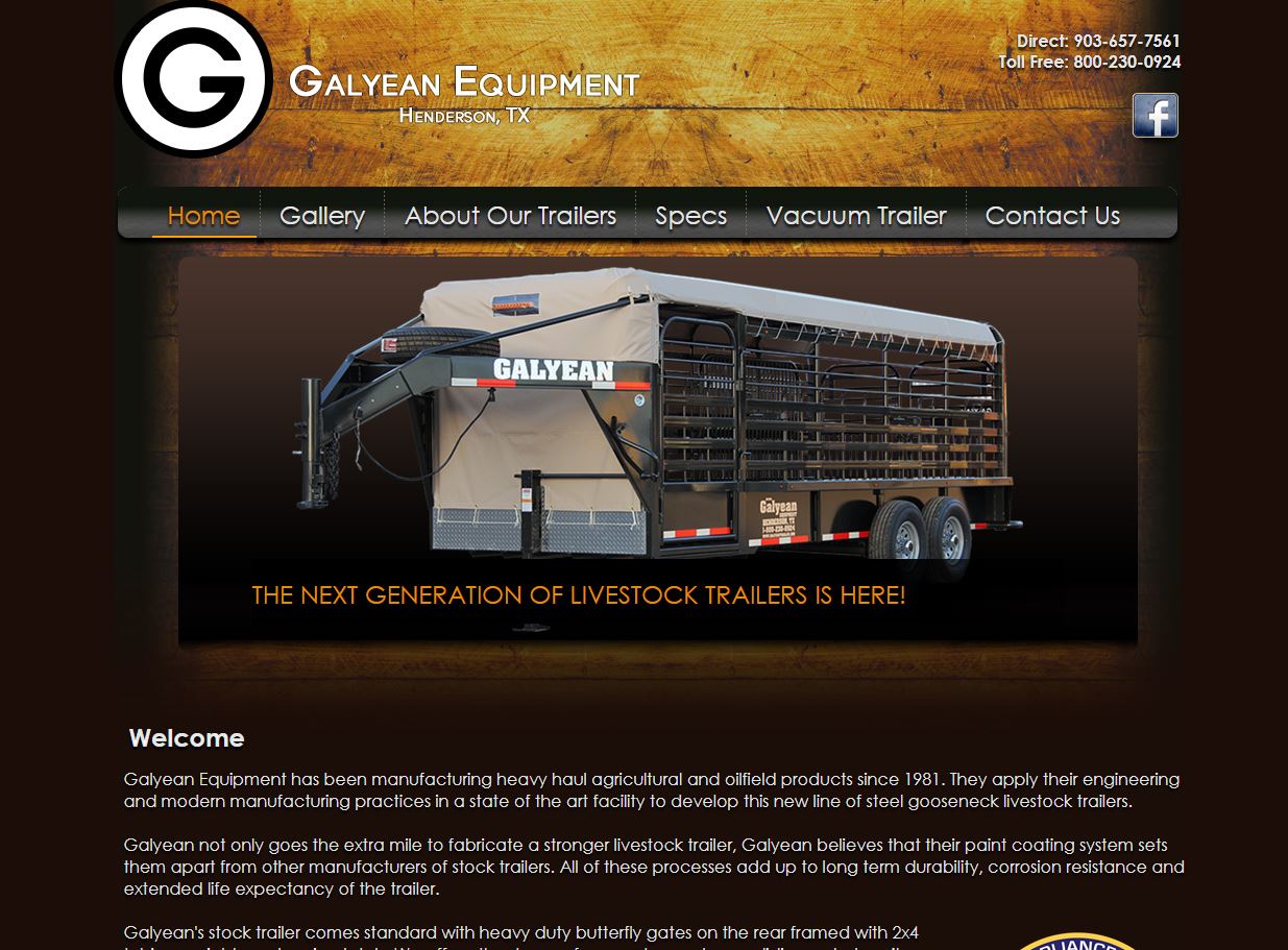 web design for Galyean Equipment