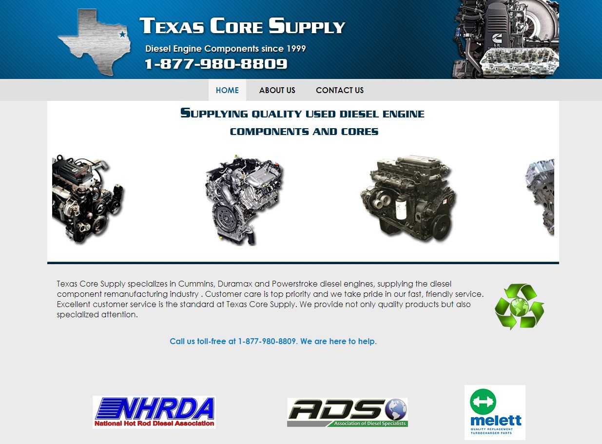 web design for Texas Core Supply