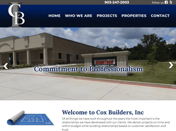 web design for Cox Builder Inc.