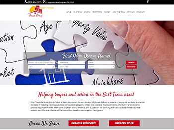 web design for East Texas Homes Group