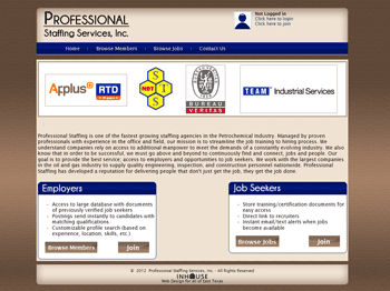 web design for Professional Staffing