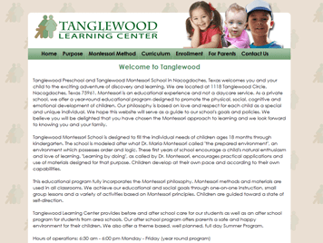 web design for Tanglewood Learning Center