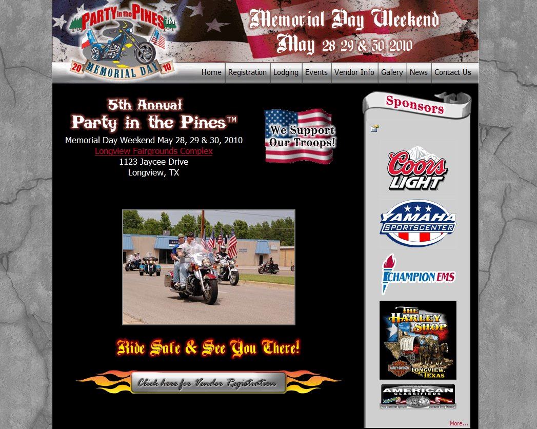 web design for League of Business Owners - Party in the Pines Motorcycle Rally 