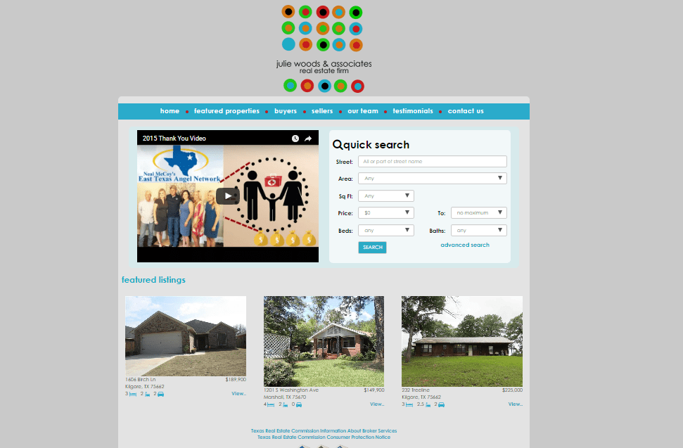 web design for Julie Woods & Associates Real Estate Firm