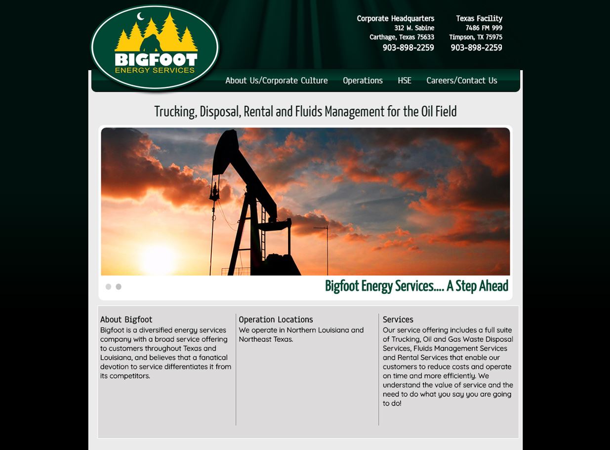 web design for Bigfoot Energy Services