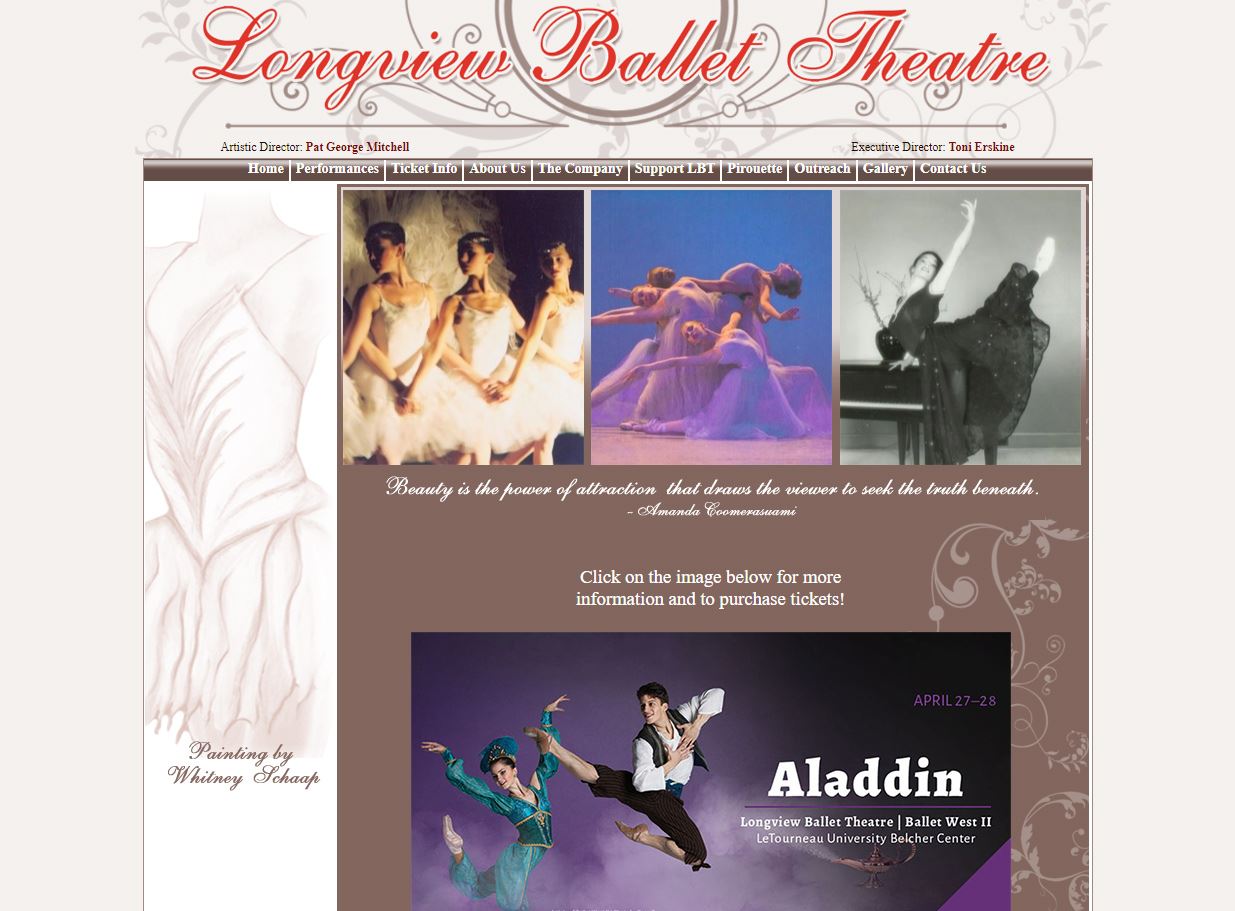 web design for Longview Ballet Theatre